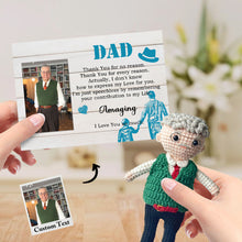 将图片加载到图库查看器,Custom Crochet Doll from Photo Handmade Look alike Dolls Gifts for Dad with Personalized Name Card