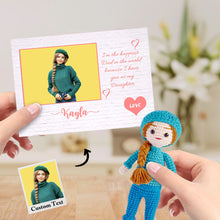 将图片加载到图库查看器,Custom Crochet Doll from Photo Handmade Look alike Dolls Gifts for Daughter from Dad with Personalized Name Card