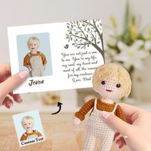 将图片加载到图库查看器,To My Son Custom Crochet Doll from Photo Handmade Look alike Dolls with Personalized Name Card