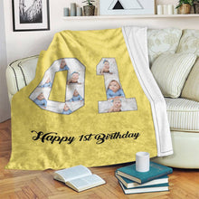Load image into Gallery viewer, 1st birthday gift ideas- Custom Photo Blanket, 1st birthday blanket - soufeelus