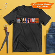 将图片加载到图库查看器,Aaliyah T-shirt Name Art Alphabet Photography Shirt - Basketball Style - MyFaceTshirt