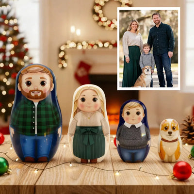 Personalized Portrait Nesting Doll Custom Photo Family Portrait Cartoon Style Gift Photo Christmas Gift