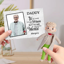 Load image into Gallery viewer, Custom Crochet Doll Handmade Mini Dolls Look alike Your Photo with Personalized Card Gifts for Father

