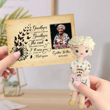 Load image into Gallery viewer, Custom Crochet Doll from Photo Gifts Handmade Look alike Dolls with Personalized Name Memorial Card
