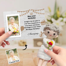 Load image into Gallery viewer, Birthday Gifts Custom Crochet Doll from Photo Handmade Look alike Dolls with Personalized Name Card
