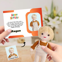 将图片加载到图库查看器，Birthday Gifts for Kids Custom Crochet Doll from Photo Handmade Look alike Dolls with Personalized Name Card
