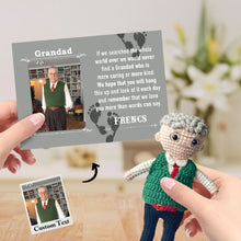 Load image into Gallery viewer, Custom Crochet Doll from Photo Handmade Look alike Dolls Gifts for Grandad with Personalized Name Card
