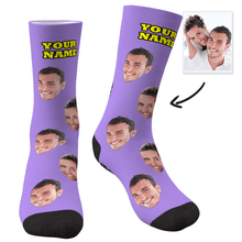 将图片加载到图库查看器，Custom Face Socks With Your Text - MyFaceSocks

