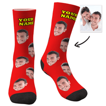 将图片加载到图库查看器，Custom Face Socks With Your Text - MyFaceSocks
